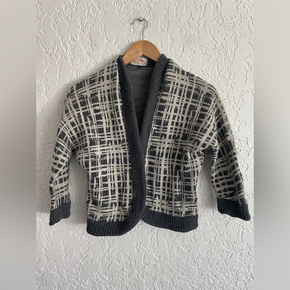 Catalina RARE Vintage 60s Wool Windowpane Open Cardigan